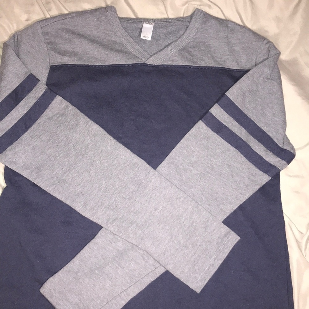 Blue and gray sweater